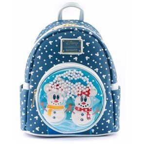 Loungefly Disney Mini Backpack Snowman Mickey & Minnie Mouse Snow Globe bag